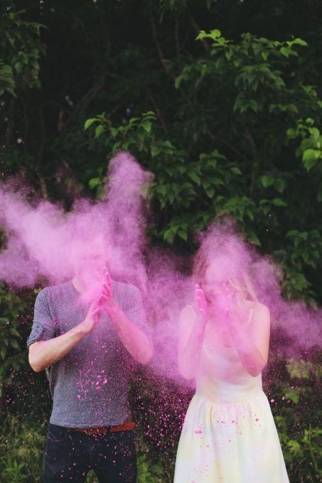 gender reveal pink color powder