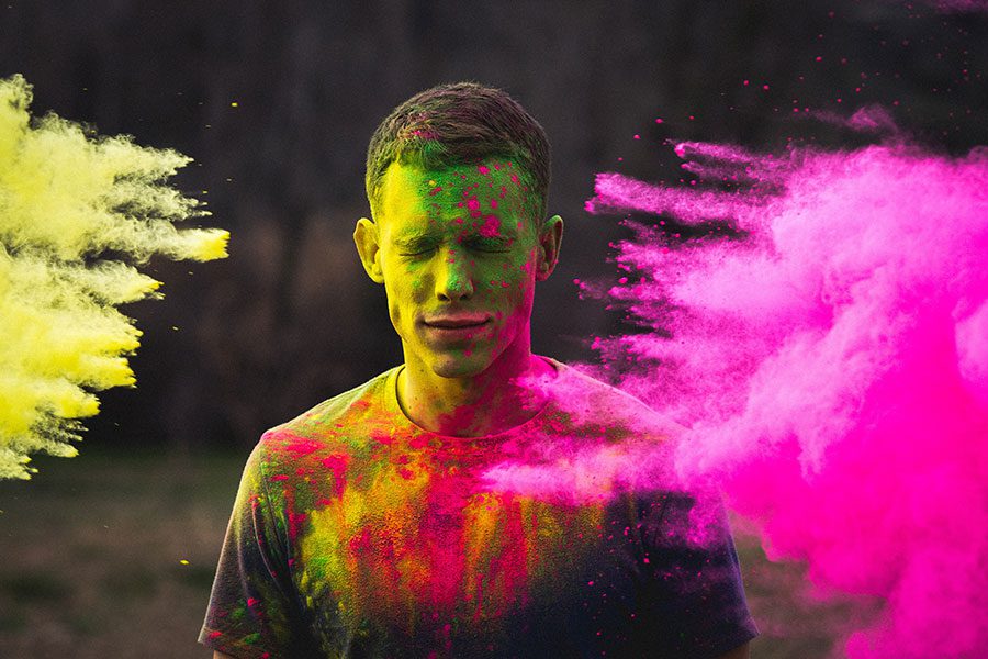 Clean powder paint after Colour Run or Holi Festival