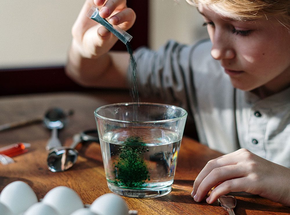 chalk powder in water