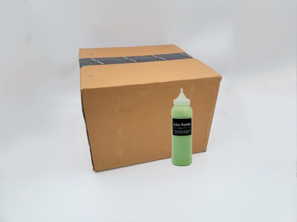 pre-filled green color powder squeeze bottles