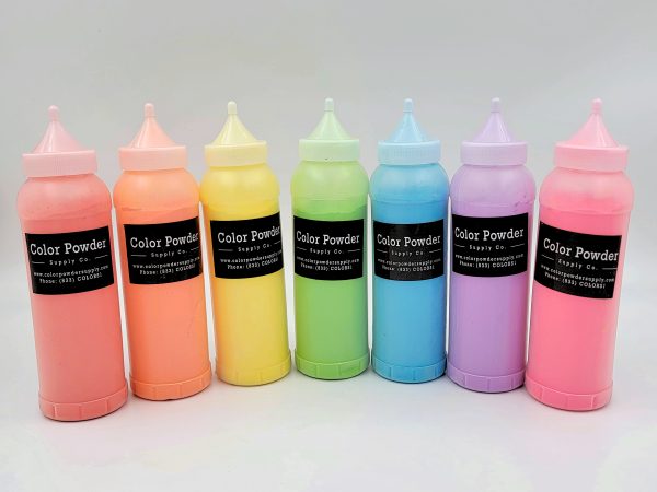 pre filled blue color powder squeeze bottles