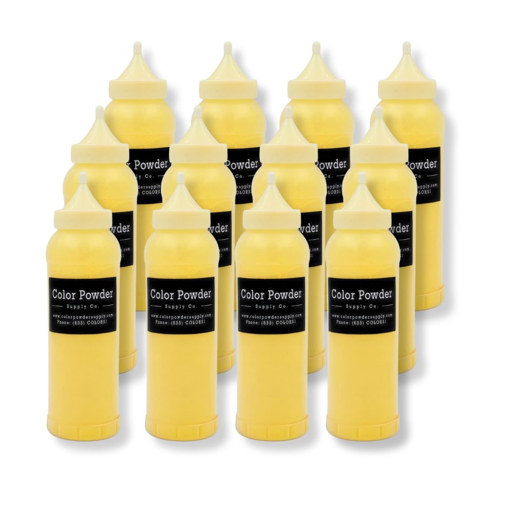 Pre-filled Yellow Color Powder Squeeze Bottles | Color Powder Supply Co