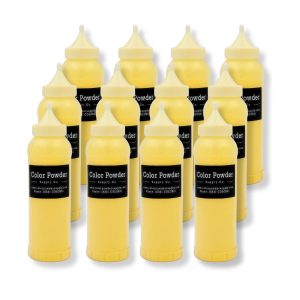 Pre-filled Yellow Color Powder Squeeze Bottles (350g) - 12 Pack