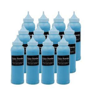 Pre-filled Blue Color Powder Squeeze Bottles (350g)- 12 Pack