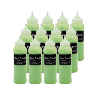 Pre-filled Green Color Powder Squeeze Bottles (350g)- 12 Pack