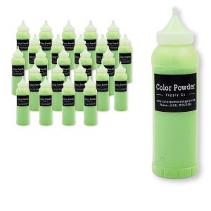Pre-filled Green Color Powder Squeeze Bottles (350g)- 25 pack