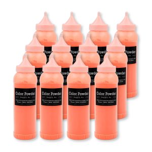 Pre-filled Orange Color Powder Squeeze Bottles (350g)- 12 Pack