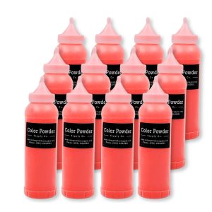 Pre-filled Red Color Powder Squeeze Bottles (350g)- 12 Pack