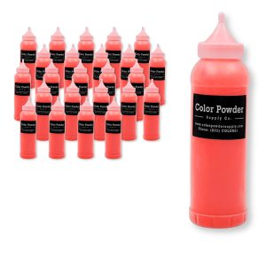 Pre-filled Red Color Powder Squeeze Bottles (350g)- 25 Pack