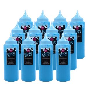 Pre-filled Blue Color Powder Squeeze Bottles (500g) - 12 Pack