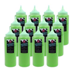 Pre-filled Green Color Powder Squeeze Bottles (500g) – 12 Pack