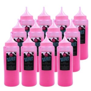 Pre-filled Pink Color Powder Squeeze Bottles (500g) – 12 Pack