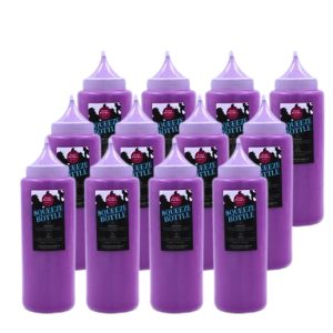Pre-filled Purple Color Powder Squeeze Bottles (500g) – 12 Pack