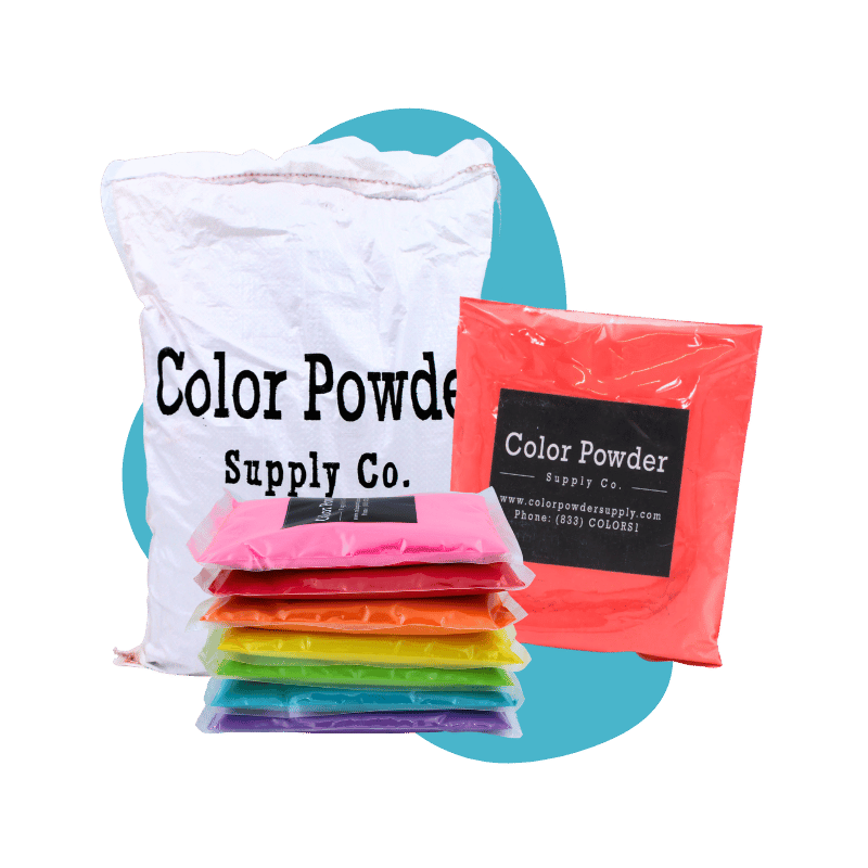 Bulk bags of color powder in assorted colors